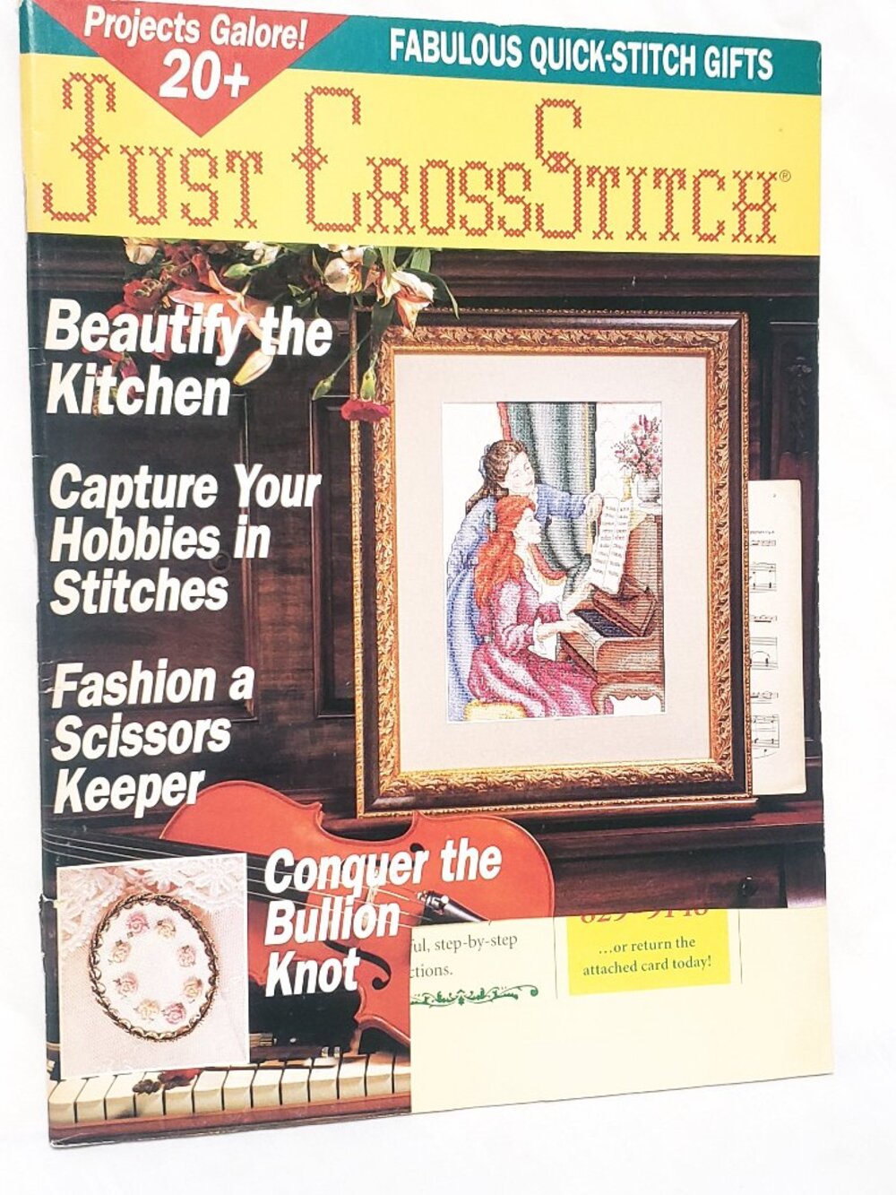 Just CrossStitch Magazine May June 1994 In a Garden Hobby Samplers Piano Lesson